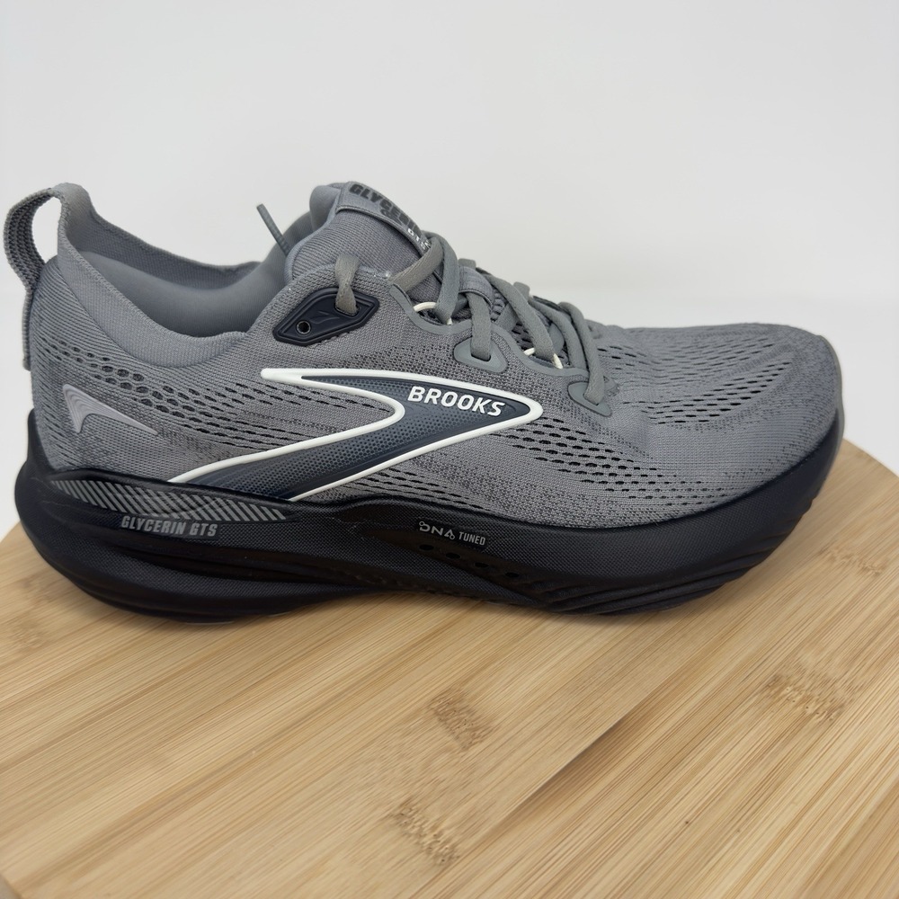 Brooks Glycerin GTS 22 Mens 7 Primer Grey Ebony Bluewash Running Shoes 110446